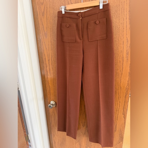 Sezane Caramel Brown High-Waisted Pants - Picture 6 of 7